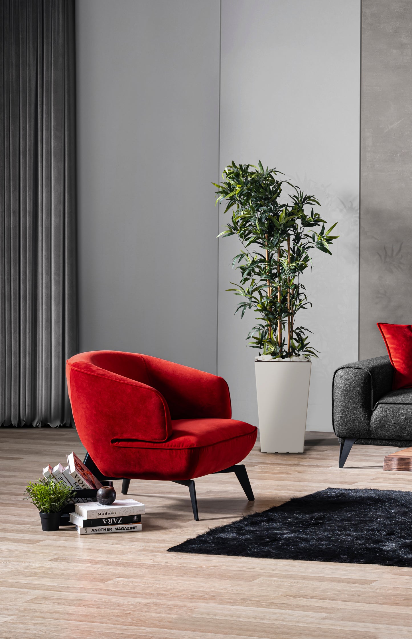 Mersin Accent Chair /Red Velvet