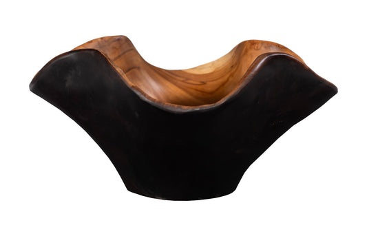 Teak Wood Bowl, Natural & Black