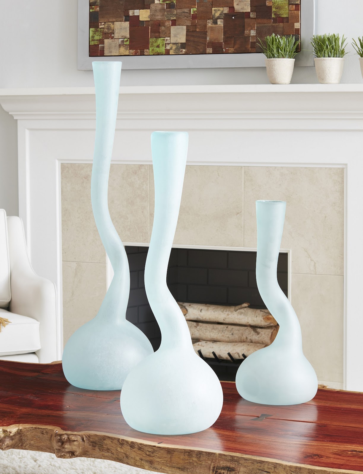 Frosted Corkscrew Vase, MD