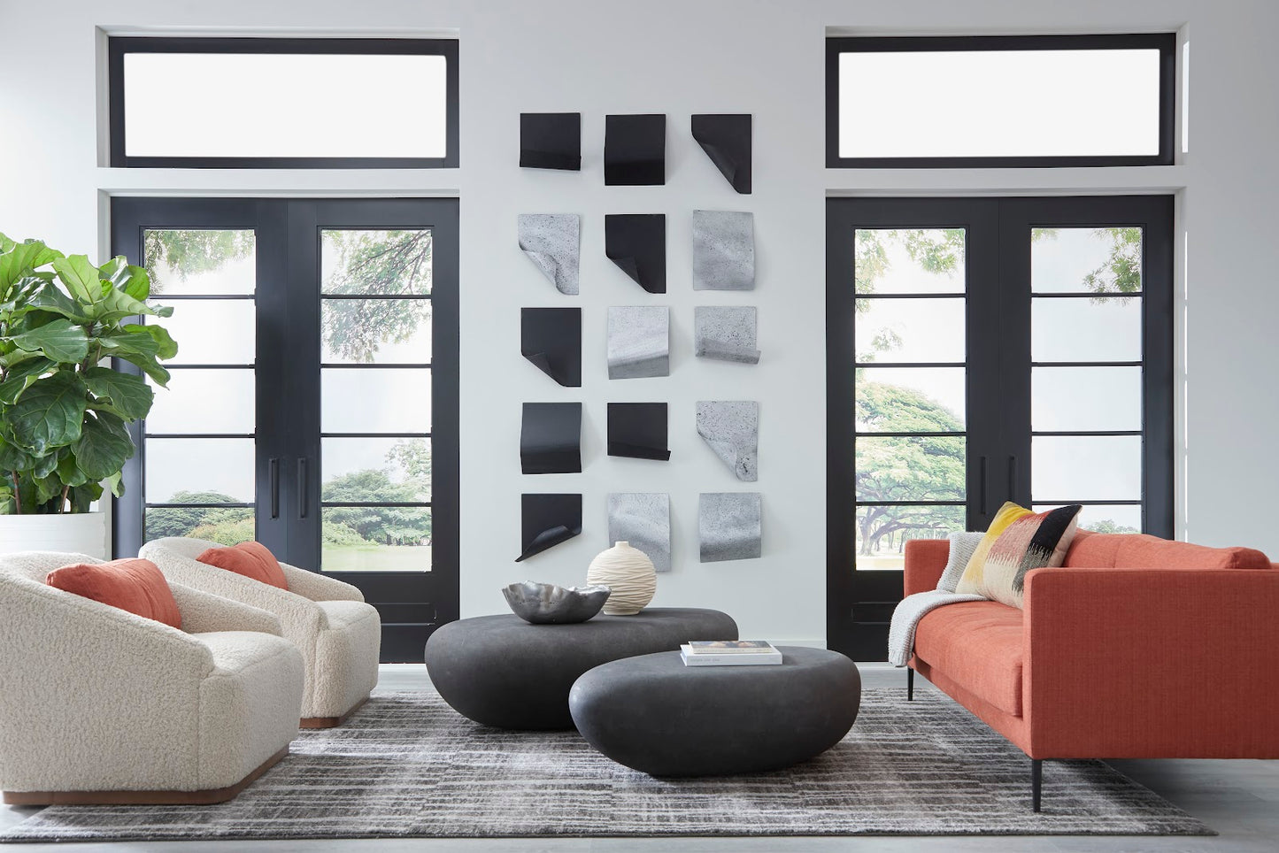 River Stone Coffee Table, Charcoal Stone, Small