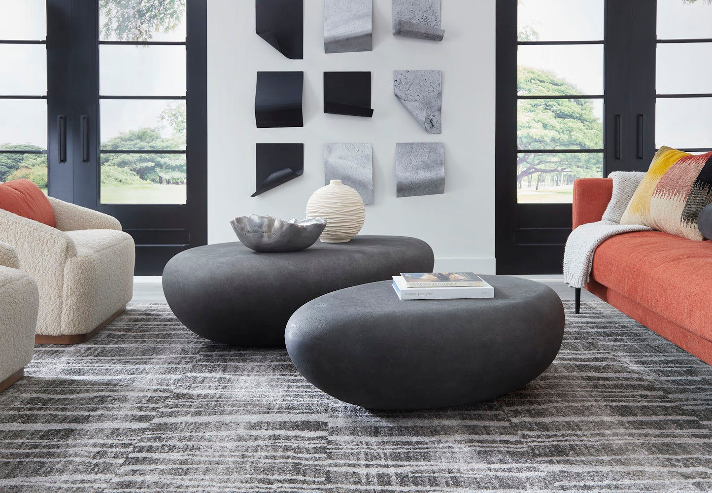 River Stone Coffee Table, Charcoal Stone, Small