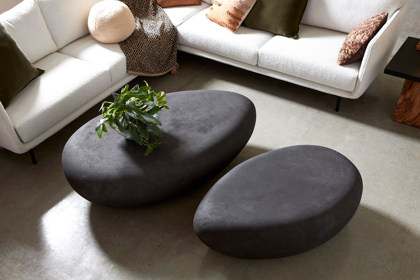 River Stone Coffee Table, Charcoal Stone, Small