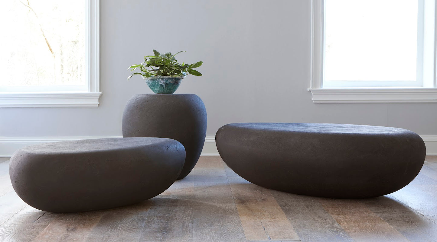 River Stone Coffee Table, Charcoal Stone, Small