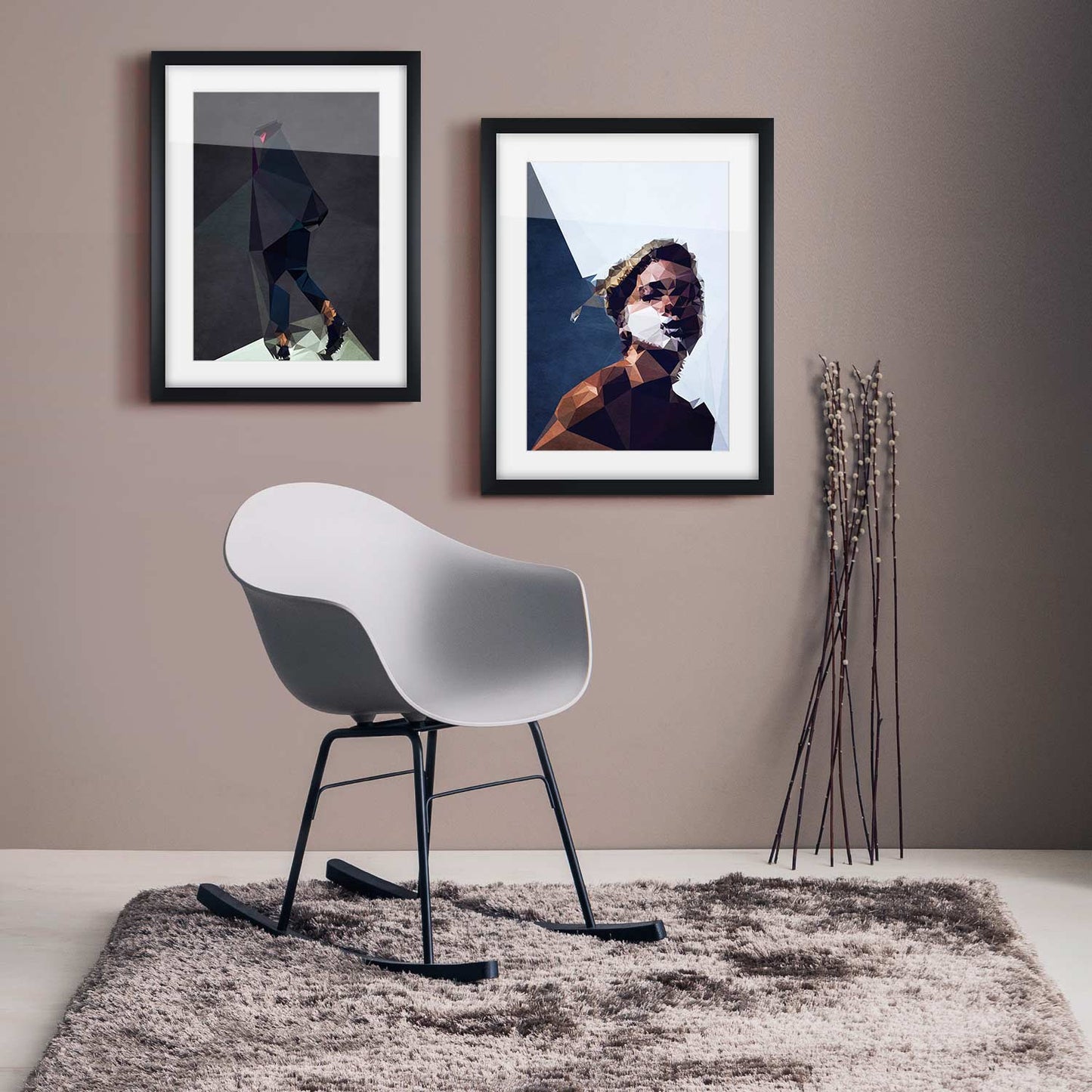 TA Rocking Chair /Black Metal&Wood Base / Cool Grey Seat