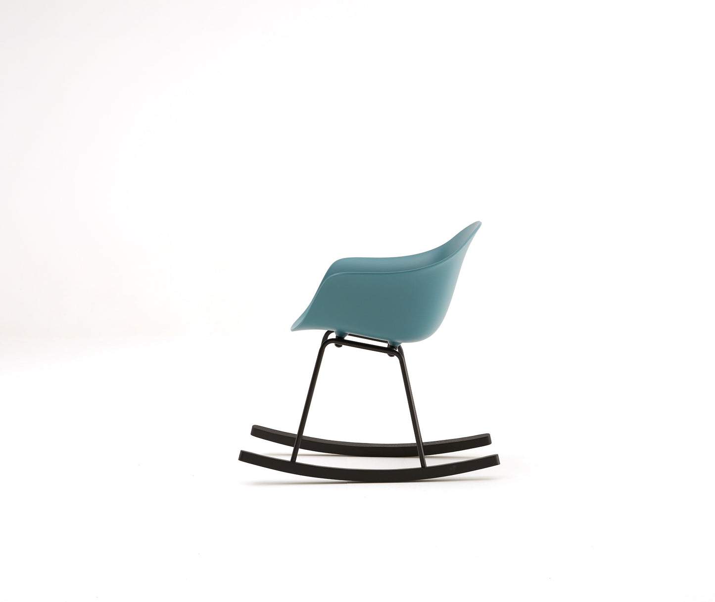 TA Rocking Chair /Black Metal&Wood Base / Ocean Blue Seat