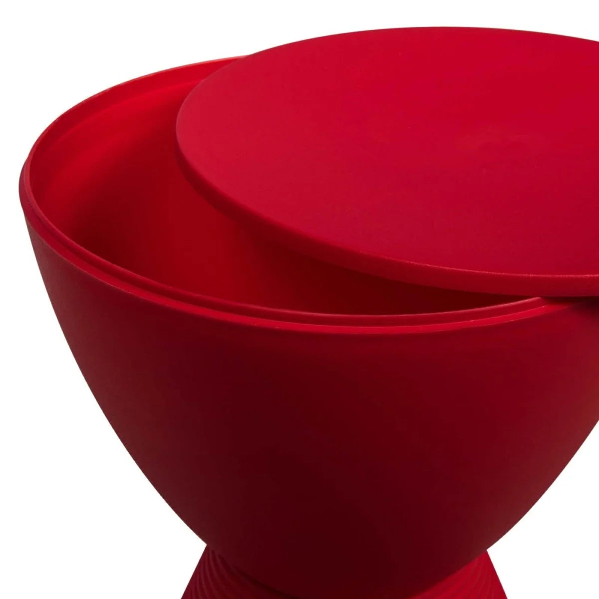 LeisureMod Boyd Storage Round Side End Table / Red