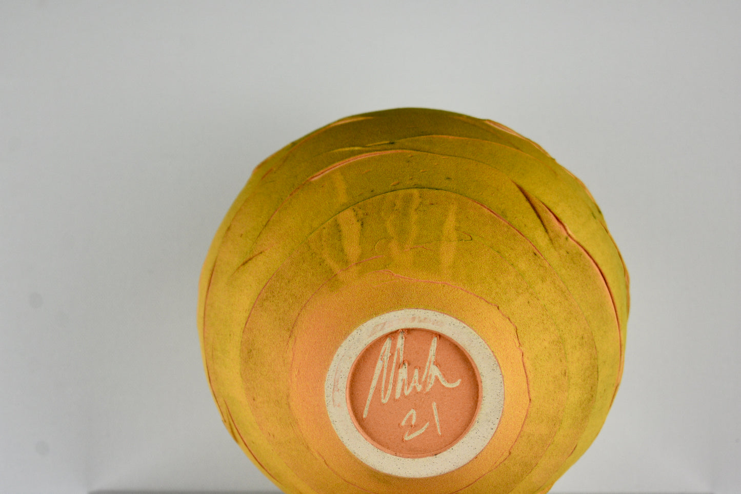 Wavy Yellowish Spiral Vessel by Nicholas Bernard