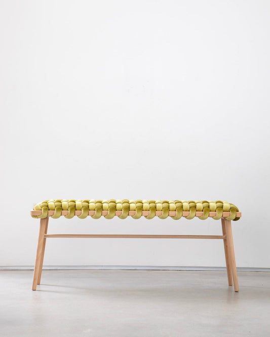 Citron Velvet Woven Bench