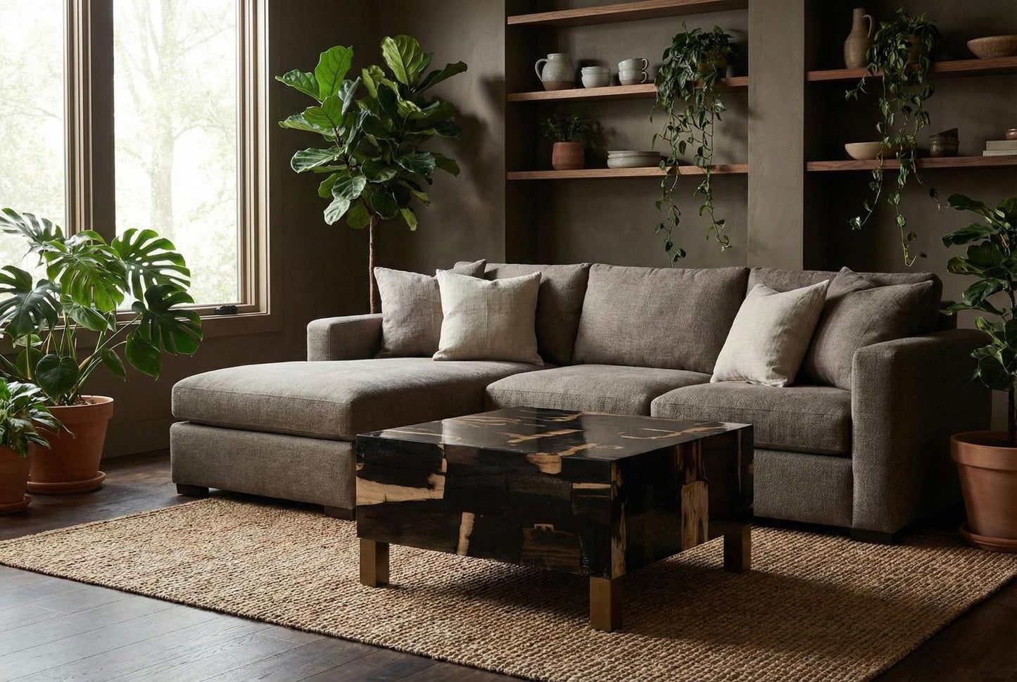 Petramosaic Coffee Table, With Brass Leg