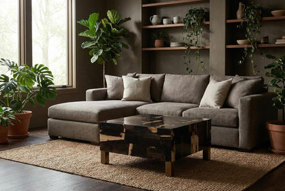 Petramosaic Coffee Table, With Brass Leg