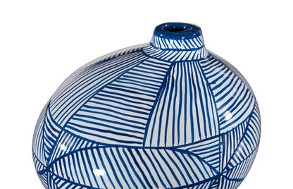 Indigo Mosaic Vase, Wide