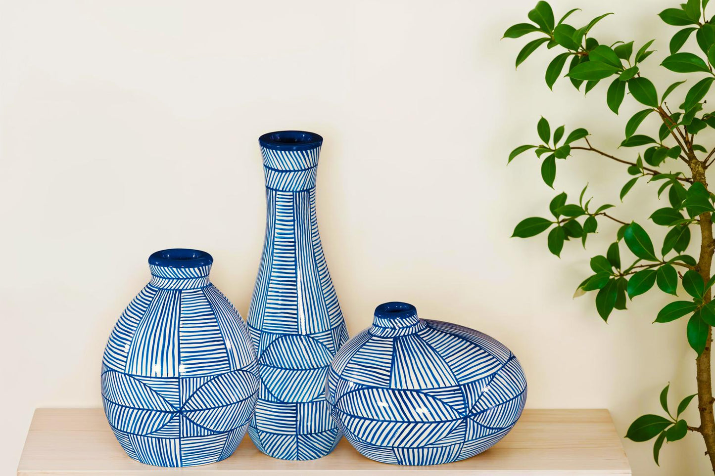 Indigo Mosaic Vase, Wide