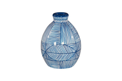 Indigo Mosaic Vase, Short