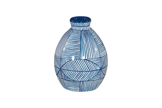 Indigo Mosaic Vase, Short
