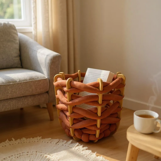 (L) Hull Basket in Red Earth Ultra suede