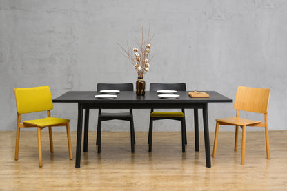 Mia Dining Table / BLACK ASH FRAME, BLACK ASH VENEERED MDF TOP