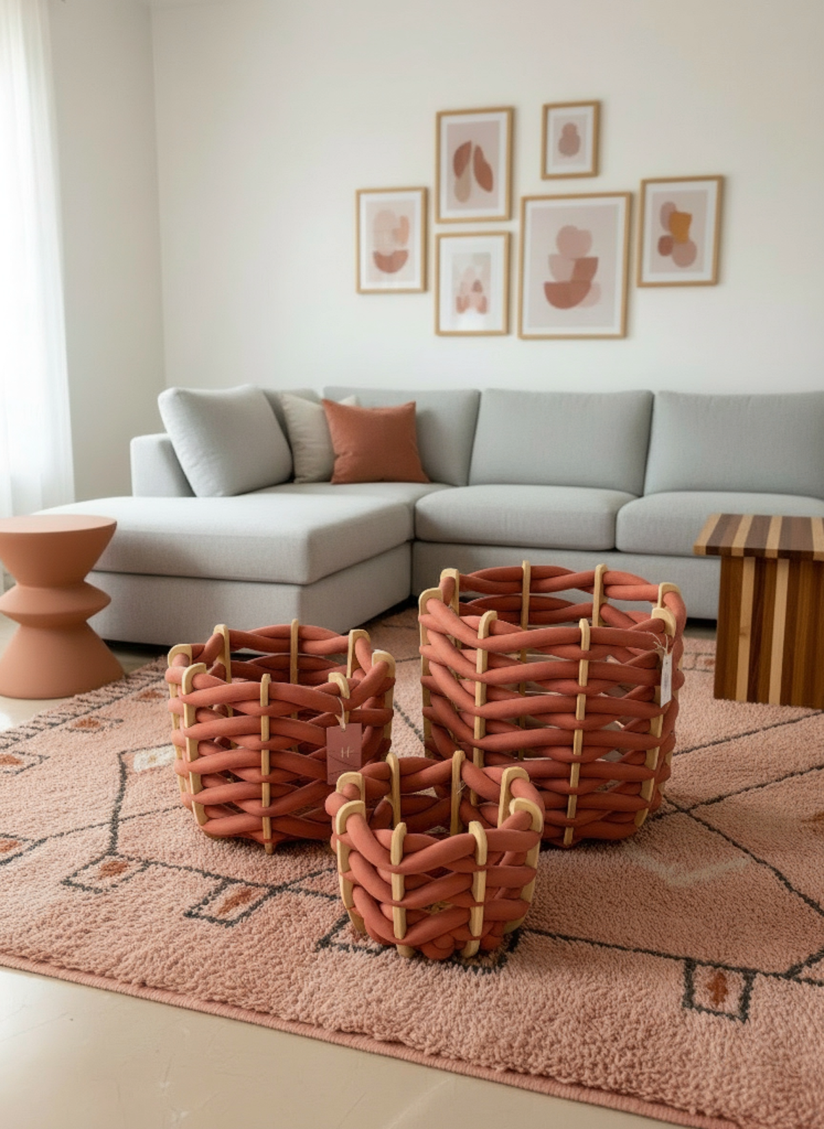 Set Of 3 Baskets- Red Earth