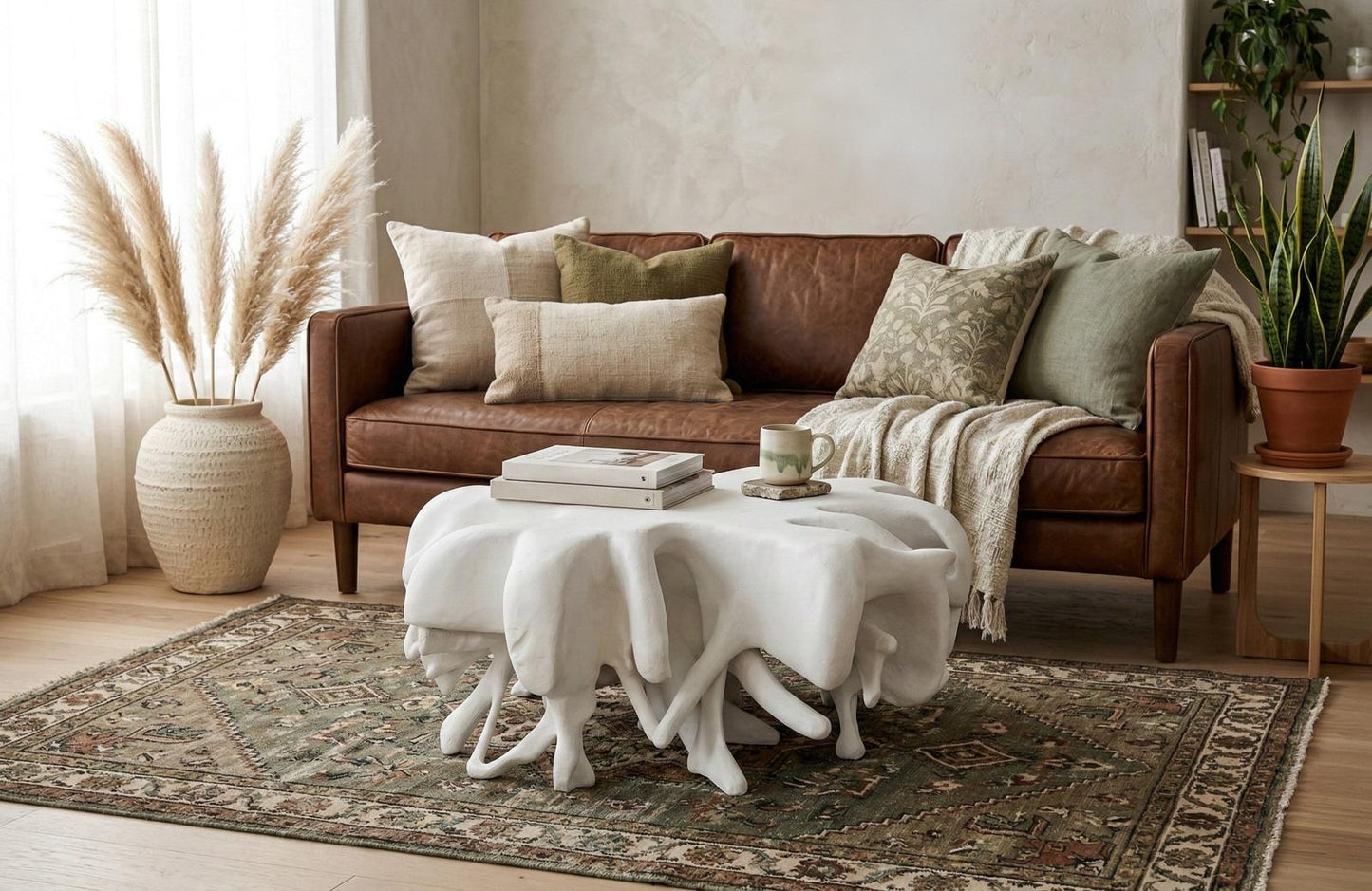 Cast Coffee Table Round, White Stone