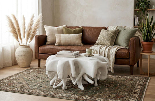 Cast Coffee Table Round, White Stone