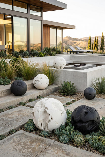 Cast Root Floor Ball, LG, Charcoal Stone