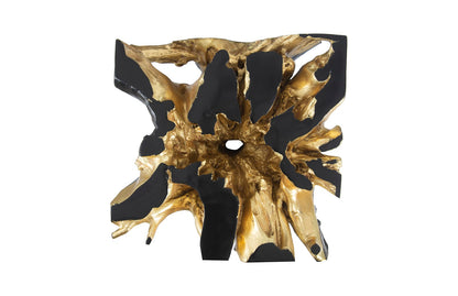 Noir Cast Root Coffee Table, Black, Gold Leaf
