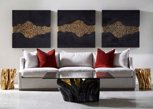 Noir Cast Root Coffee Table, Black, Gold Leaf