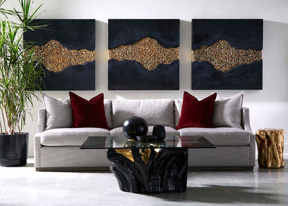 Noir Cast Root Coffee Table, Black, Gold Leaf