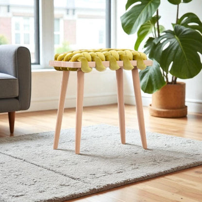 Citron Velvet Woven Stool