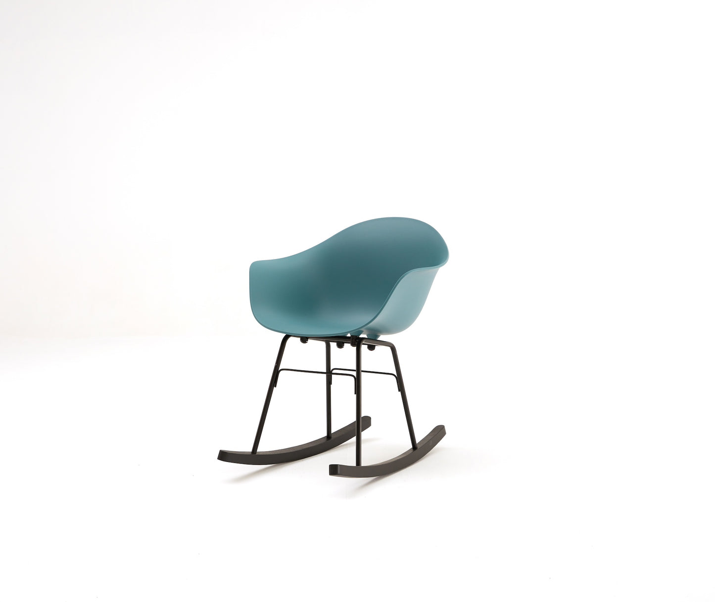 TA Rocking Chair /Black Metal&Wood Base / Ocean Blue Seat