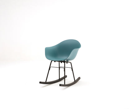 TA Rocking Chair /Black Metal&Wood Base / Ocean Blue Seat