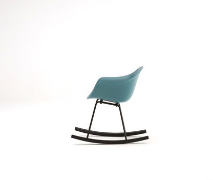 TA Rocking Chair /Black Metal&Wood Base / Ocean Blue Seat