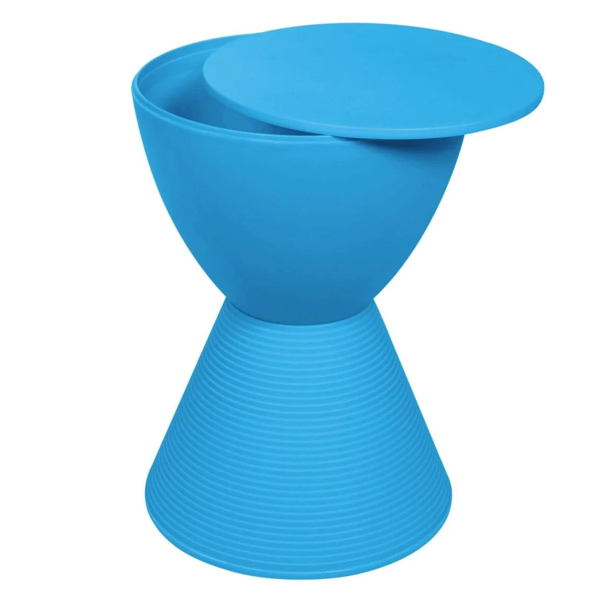 LeisureMod Boyd Storage Round Side End Table / Blue