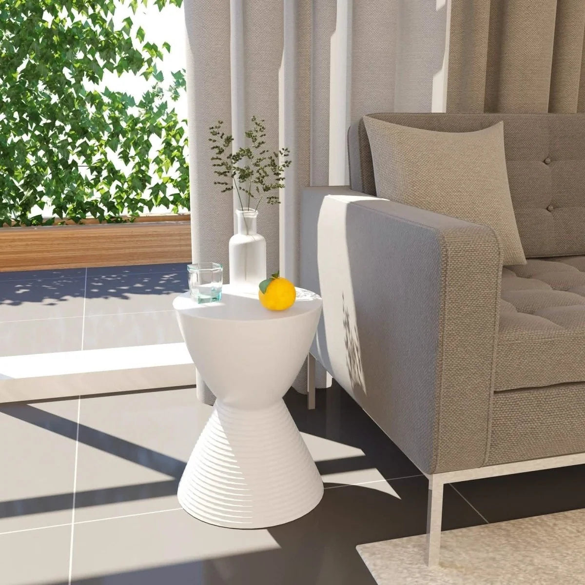 LeisureMod Boyd Storage Round Side End Table /White