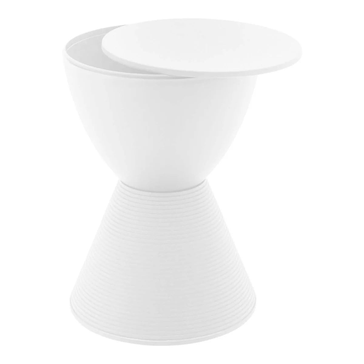 LeisureMod Boyd Storage Round Side End Table /White