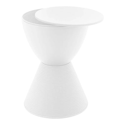 LeisureMod Boyd Storage Round Side End Table /White