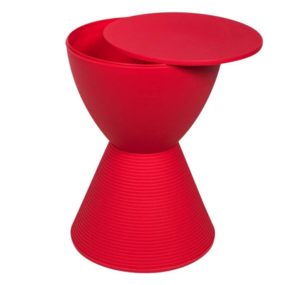 LeisureMod Boyd Storage Round Side End Table / Red