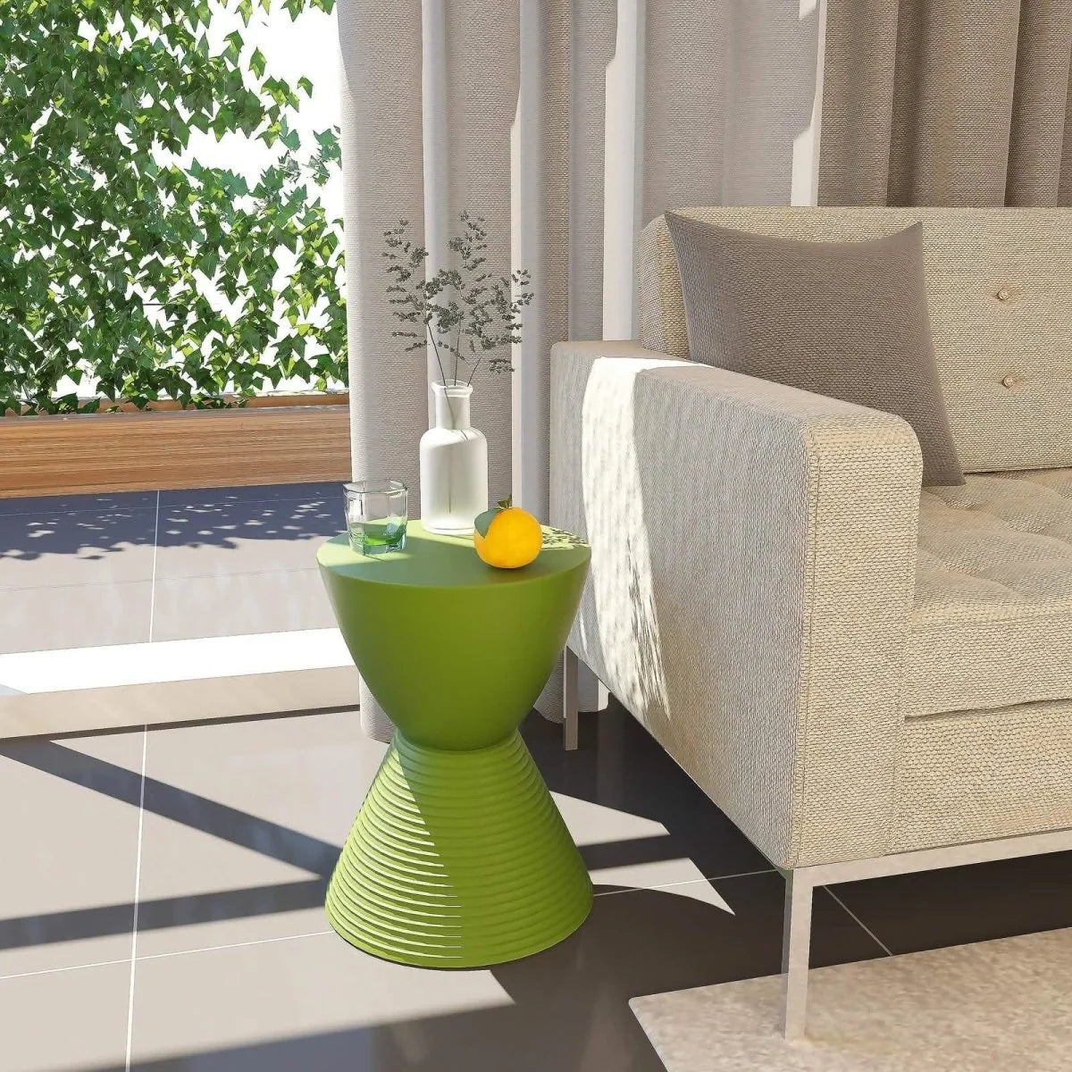 LeisureMod Boyd Storage Round Side End Table / Green