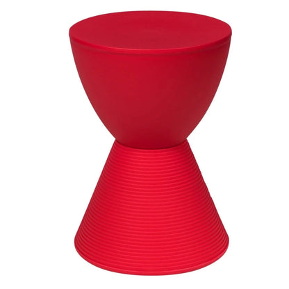LeisureMod Boyd Storage Round Side End Table / Red