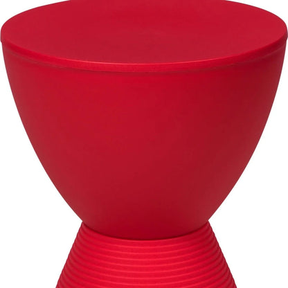 LeisureMod Boyd Storage Round Side End Table / Red