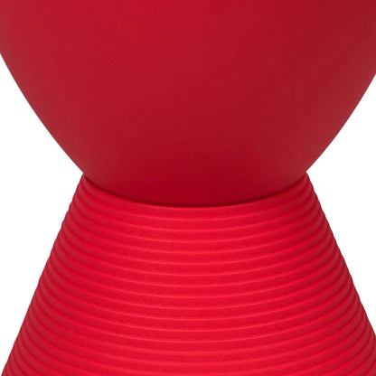 LeisureMod Boyd Storage Round Side End Table / Red