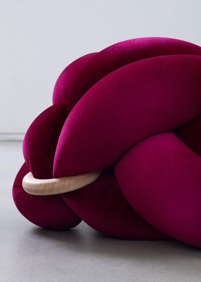 (L) Burgundy Knot Ottoman