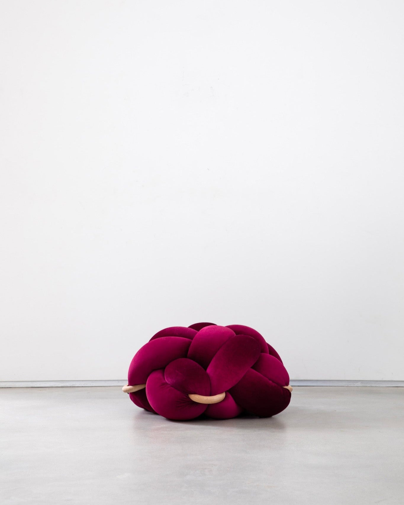 (M) Burgundy Knot Ottoman