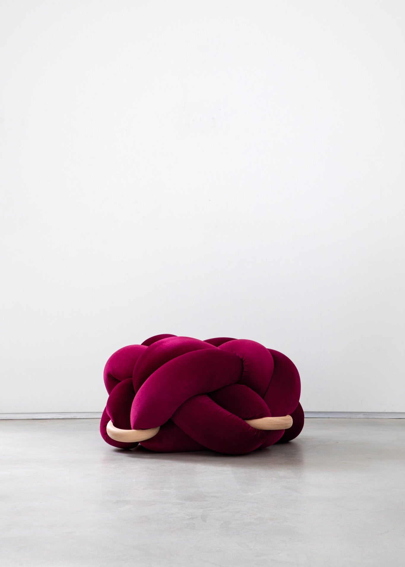 (L) Burgundy Knot Ottoman