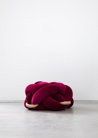 (L) Burgundy Knot Ottoman