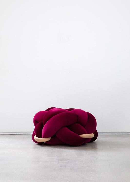 (L) Burgundy Knot Ottoman