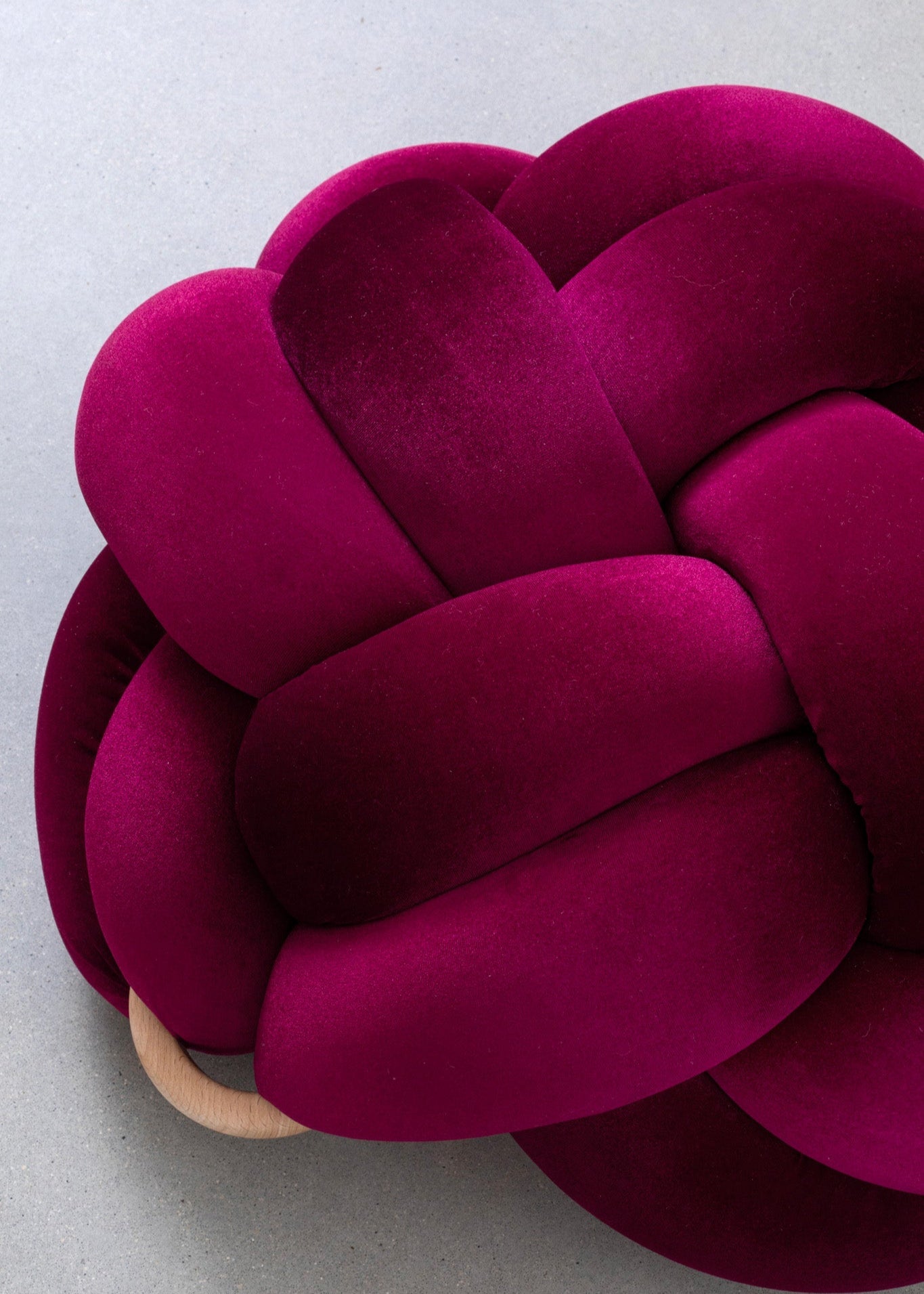 (L) Burgundy Knot Ottoman
