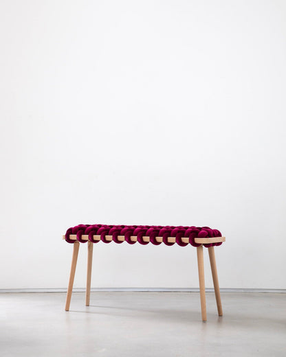Burgundy Velvet Woven Bench
