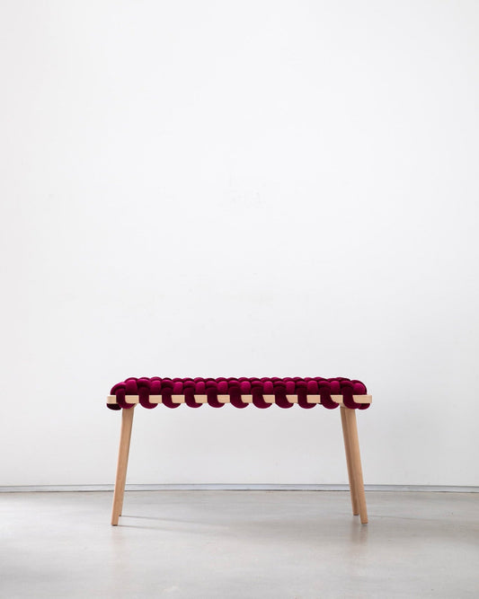 Burgundy Velvet Woven Bench