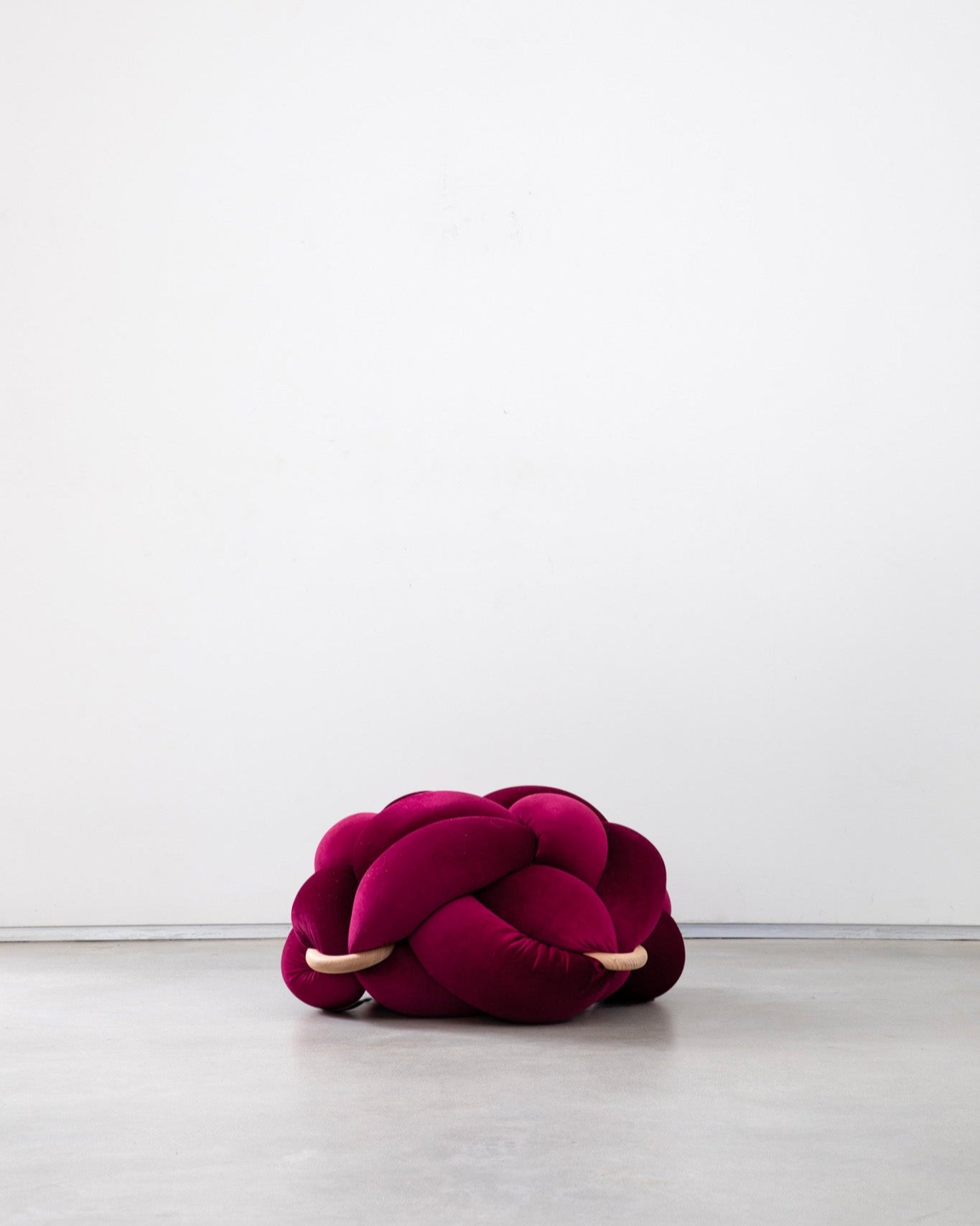 (M) Burgundy Knot Ottoman