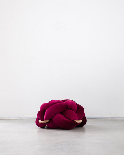 (M) Burgundy Knot Ottoman